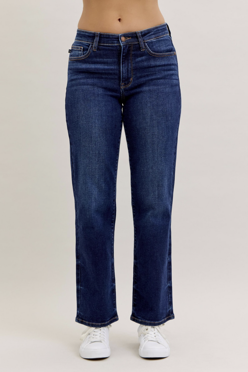 Reese's Mid Rise Dark Wash Straight Fit Jeans