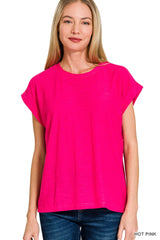 Heathered Cuffed Sleeve Tee