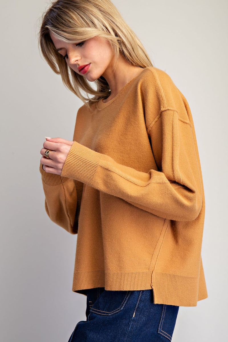 Camel Exposed Seam Sweater