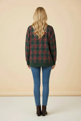 Green Merry Plaid Sherpa Applique Pullover Top