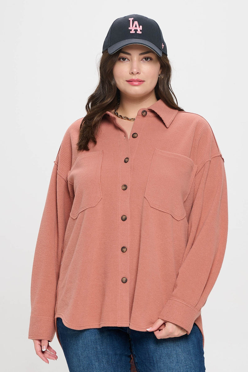Curvy Soft Ribbed Hi-Low Shacket