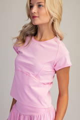 Pink Mineral Wash Cropped Tee