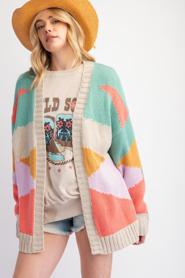 Lilac & Coral Multicolor Cardigan