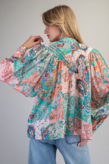 Paisley Button Down Top
