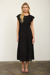 Tiered Smocked Short Sleeve Midi Dress