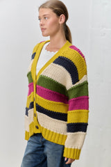 Mustard Multi Striped Knit Cardigan