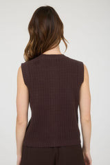 Brown Pocket Detail Knit Vest