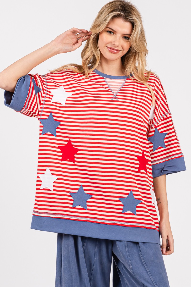 Striped Americana Oversized Top