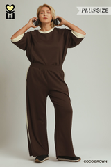 Curvy Luxe Knit Side Stripe Straight Pants