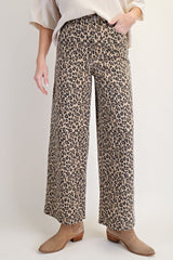 Animal Printed Washed Twill Pant