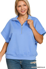 Curvy Scuba Half Zip Sleeveless Pullover