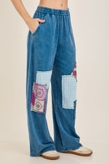 Mineral Wash Boho Patched Pants