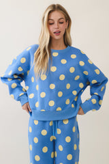 Blue/Yellow Polka Dot Crew Sweatshirt