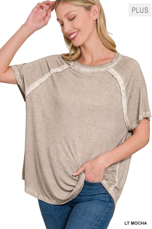 Curvy Distressed Hem Tee