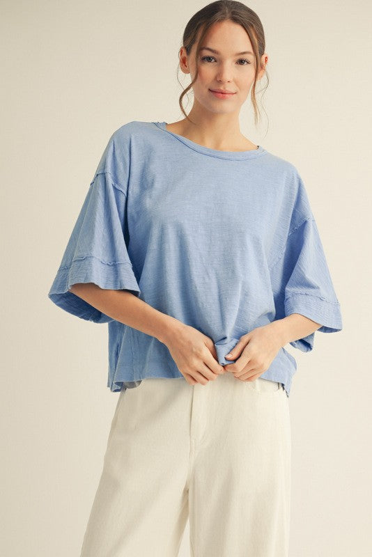 Half Dolman Sleeve Cropped Top