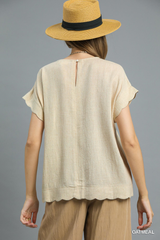 Scallop Hem Linen Top