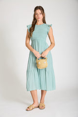 Tiered Smocked Short Sleeve Midi Dress