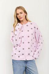 Light Pink Brown Polka Dot Cardigan