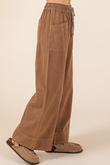 Cocoa Cotton Twill Wide Leg Pant