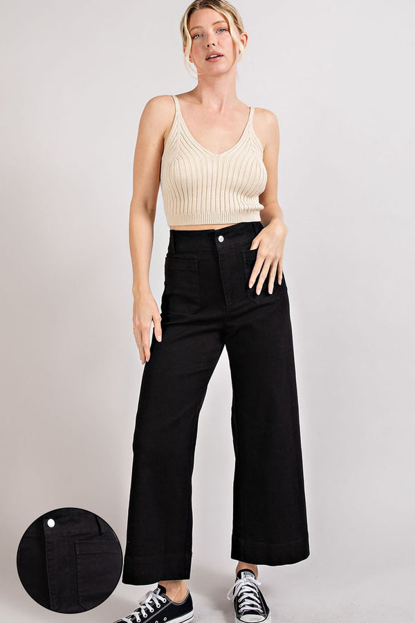 Wide Leg Pants With Front Pockets