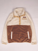 White & Brown with Buttons Fleece Pullover