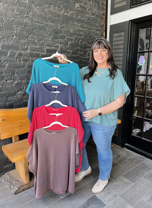 Curvy Basic Ribbed Dolman Sleeve Top