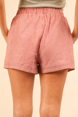 Red Striped Boxer Style Shorts