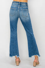 Curvy Cleo's High Rise Crop Flare Fray Hem Jeans