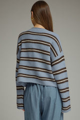 Stripe Long Sleeve Fuzzy Cardigan