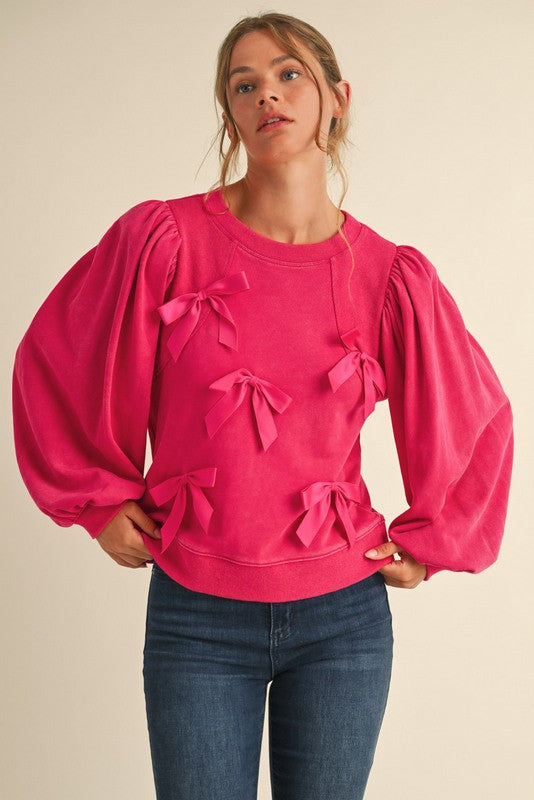 Puzzlea Top with Puff Sleeve - Pink