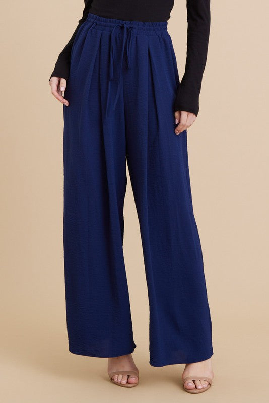 Navy Elastic Waist Pants