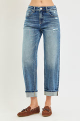 Jenny's Cropped Boyfriend Cuffed Jeans
