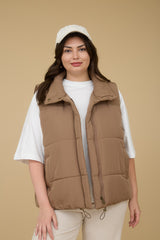 Curvy  Solid Zip Up Puffer Vest