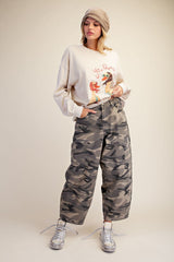 Curvy Camouflage Barrel Pants
