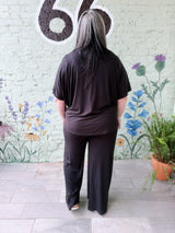 Curvy Ribbed Rayon Relaxed Fit Top and Pants Set