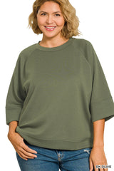 Curvy Scuba 3/4 Sleeve Pullover