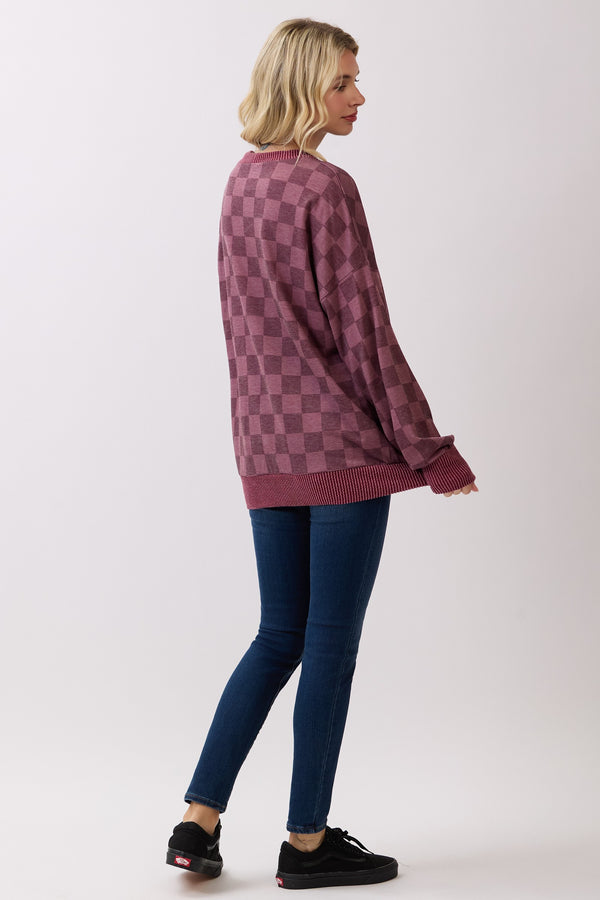 Maroon Checkered Pullover