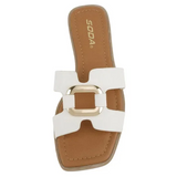 Phoebe's White with Gold Detail Flat Sandal