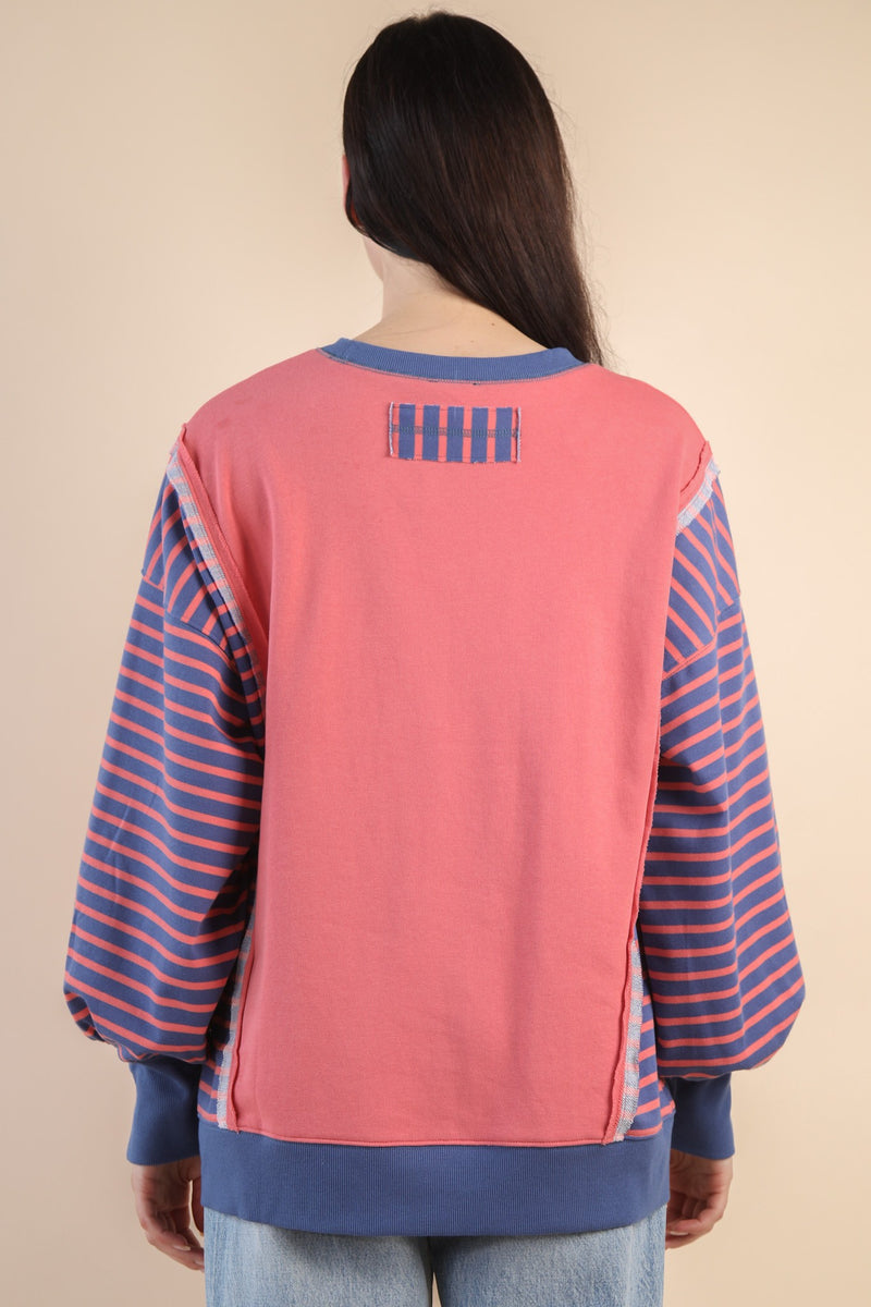 Oversized Striped Casual Crewneck
