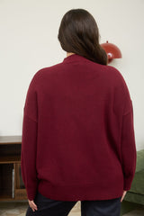 Curvy Front Seam Mock Neck Sweater