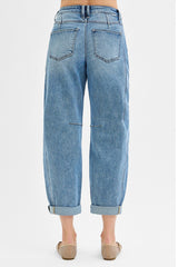Curvy Kylee Slouchy Barrel Double Button Jean