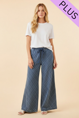 Curvy Light Denim Polka Dot Pants