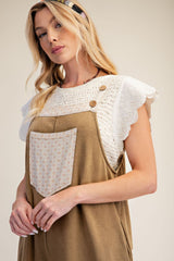Olive Mineral Washed Terry Knit Overall
