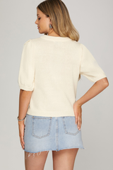 Ivory Dachshund Knit Top