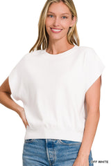 Round Neck Short Dolman Sleeve Top