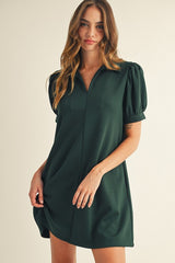 Forrest Green Jersey Collared Dress With Pockets
