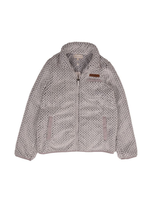 Gray Fleece Zip Up Jacket With Pocket