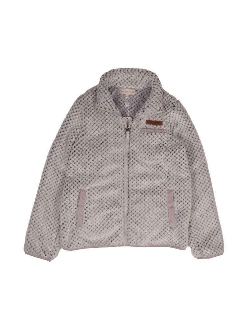 Gray Fleece Zip Up Jacket With Pocket