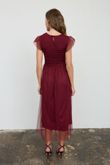 Polka Dot Chiffon Smocked Midi Dress