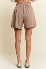 Sand Bow Embroidered Lounge Shorts